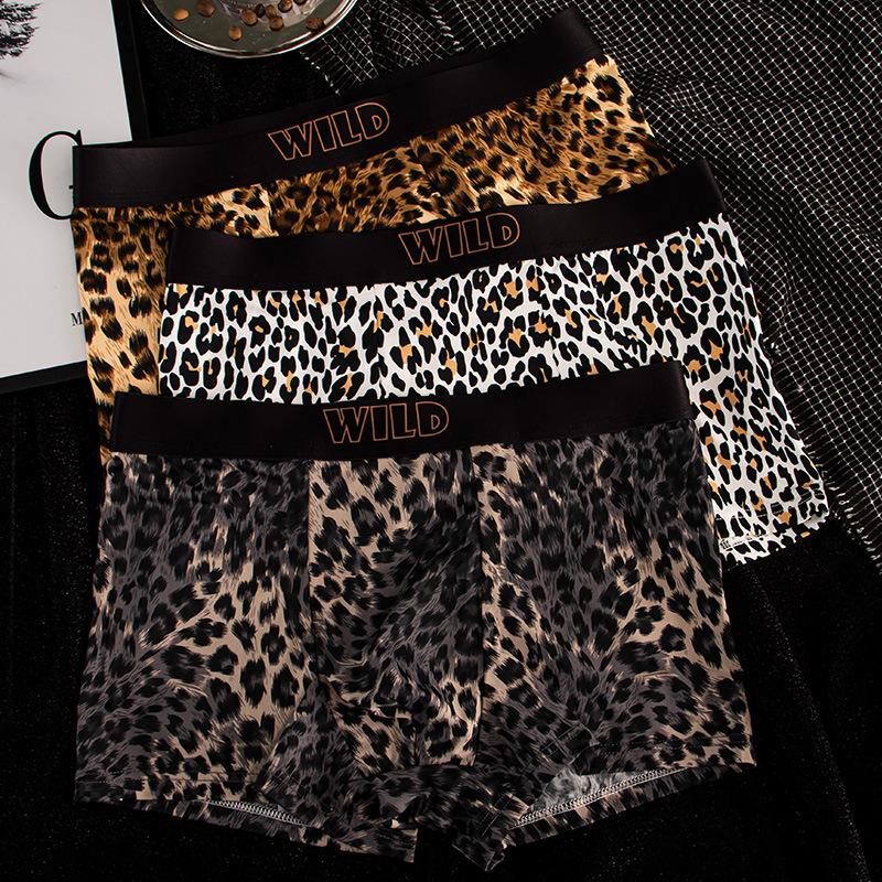 Boxer con Stampa Leopardo Seta Ghiacciata Biancheria Intima Uomo Mutande Uomo in Grafene Traspiranti Comode Mutandine da Uomo Boxer Corti Ultraleggeri Slip