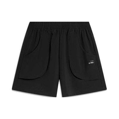 Li Ning Sports Trend Series Solid Color Ice Feel Loose Casual Shorts Women Shorts Black AKSU322-2
