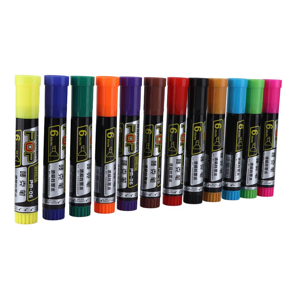 12Pcs Permanent Markers Dry Quickly Waterproof Bright Colors Fade Resistant Marker Pen Set for Painting Graffiti