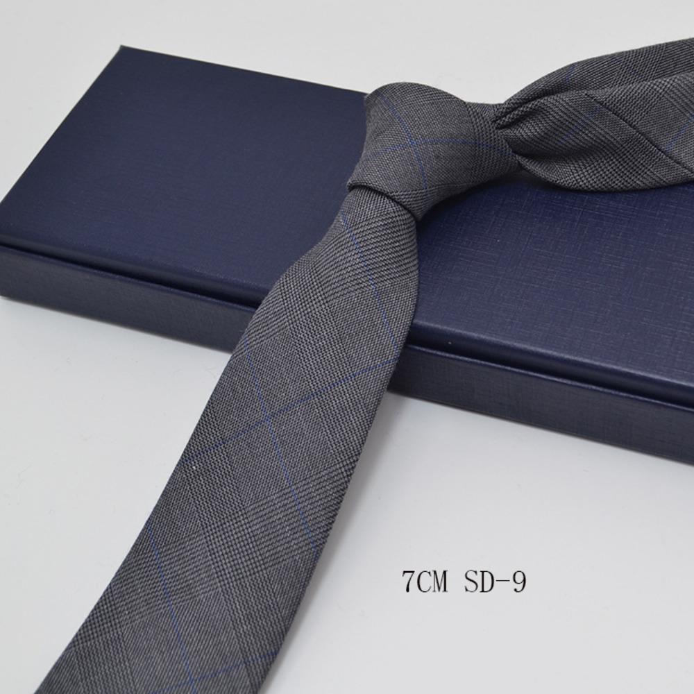 Luxury 7cm Grey Plaid Cotton Neck Ties For Men Soft TR Fabric Red Striped Neckties Casual Ties Wedding Party Groom Cravat Gift