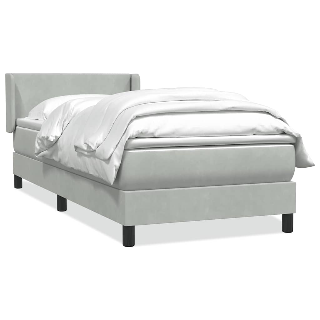 Box Spring Bed with Mattress Light Gray 80 X 220 Cm Velvet