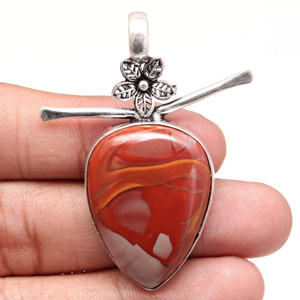 Pendant Bird Eye Jasper Gemstone Mother'Day Gift Silver Jewelry 2"