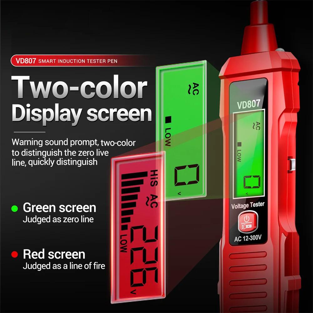 VD807 Digital Voltage Detectors Electric Tester Pen AC 24-300V Portable Screwdriver Indicator NCV Electroprobe Tools