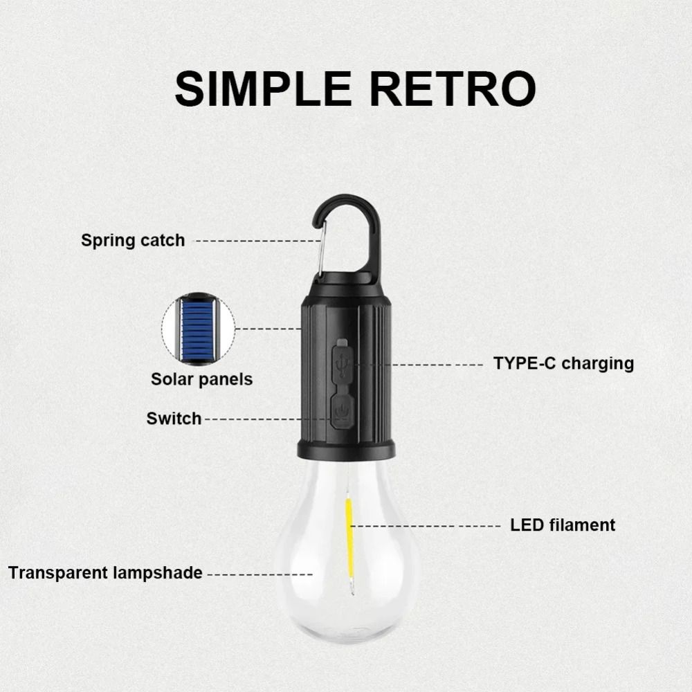 Rechargeable Solar Powered LED Lamp 4 Modes Camping Lamp Durable LED Lighting Lantern  Fishing