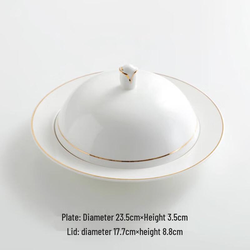 Xiang Chong Gold Rim Single Serving Ceramic Stew Bowl with Lid