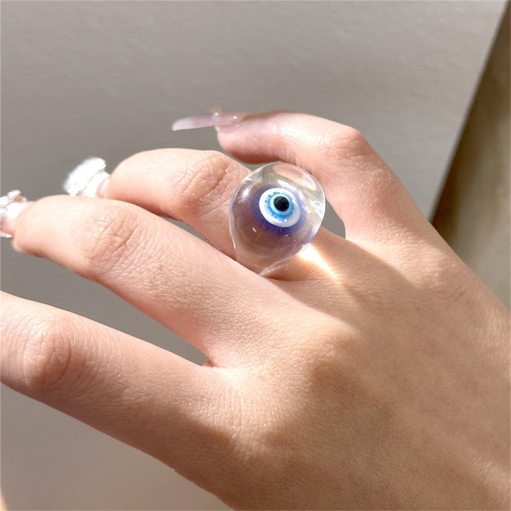 Glückliches Auge Brille Blau Türkisches Böses Auge Ring Party Hochzeit Transparenter Fingerring für Damen Mädchen Herren Mode Y2k Schmuck Ringe