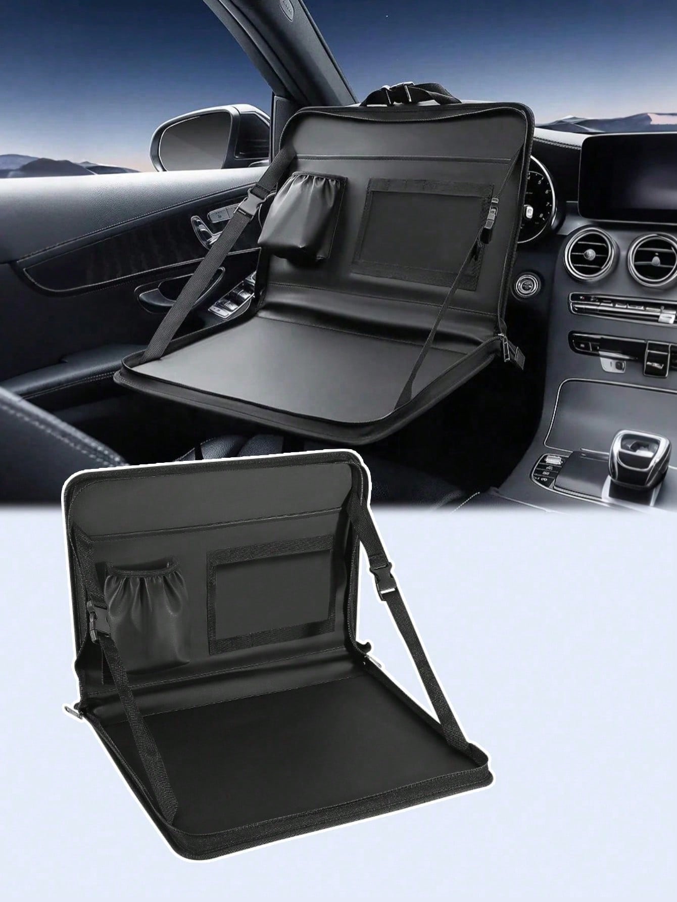 

Multifunctional Car Steering Wheel & Seat Back Table – Universal for All Vehicles, Ideal for Working, Dining & Storage. чёрный