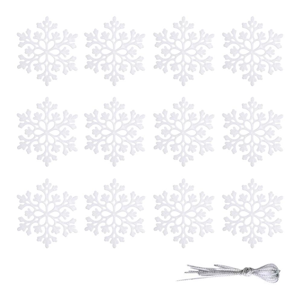 

Рождественские украшения-снежинки, 12 шт. пластиковые блестящие украшения-снежинки, подвеска на рождественскую елку, снежинка для украшения рождественской елки белый