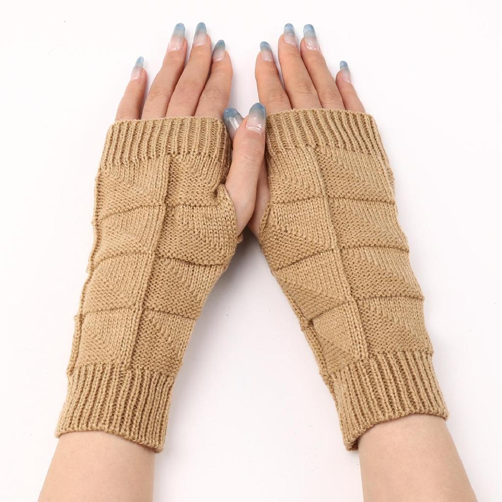 Neue Herbst und Winter Damen gestrickte warme Handschuhe Halbfingerärmel kurze Armärmel