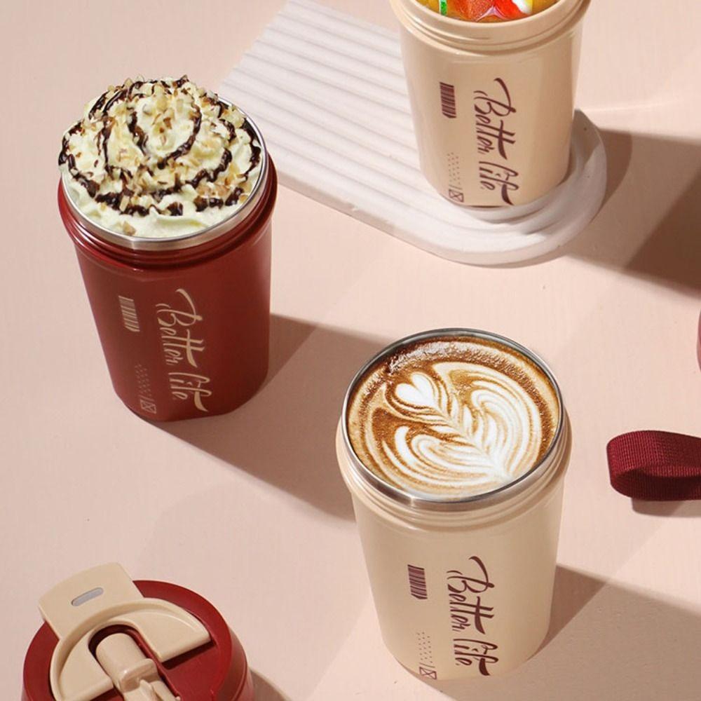 Stainless Steel Travel Thermal Cup 520ML Keeps Cold and Heat Coffee Vacuum Flask Leak Proof Drinking Kettle Coffee Thermos Mug