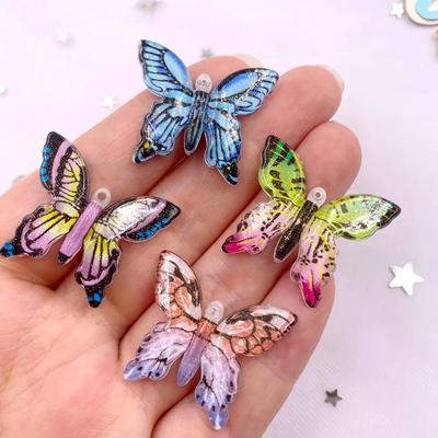 10ks Pryskyřice 28*24mm Třpytky Barevné květiny Motýli Plochá záda Drahokamy 1 dírka Korálky Ornamenty DIY Svatební nášivka Řemesla