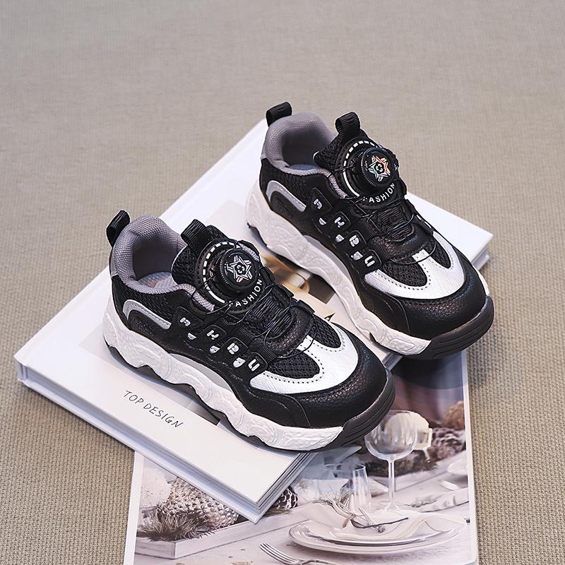 Girls' Sports Shoes 2025 Spring and Autumn New Children's Rotating Buckle Girls' Dad Shoes Breathable Medium and Older Children's Casual Shoes
