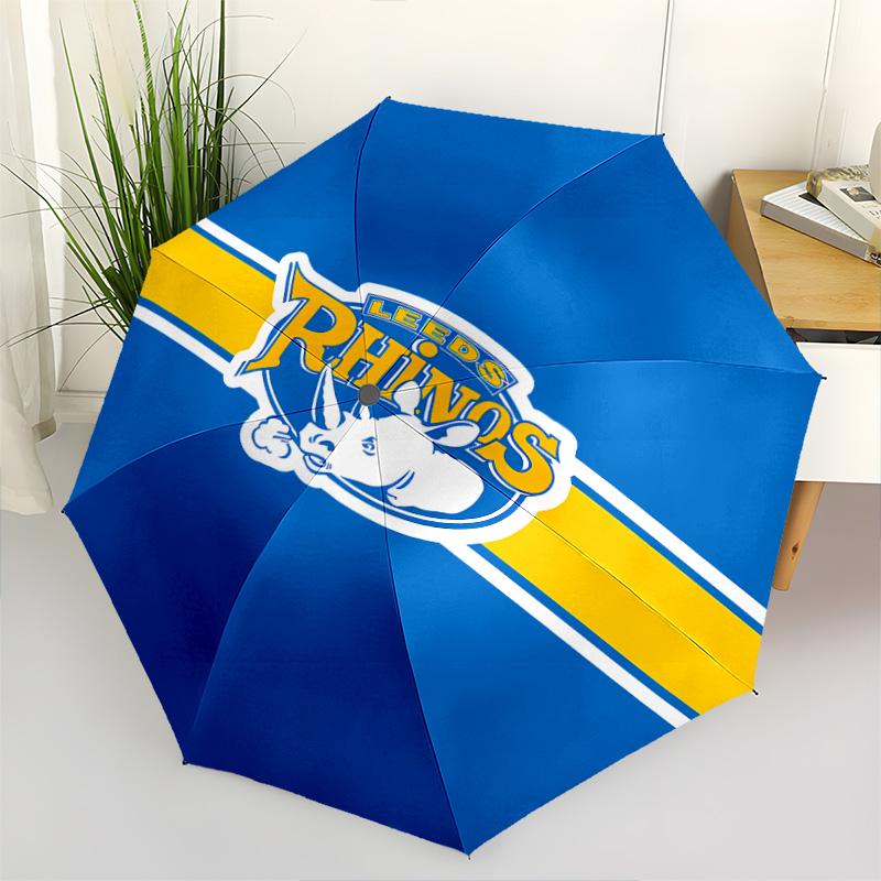 1 PC Automatic Folding Umbrella - Leeds Rhinos Pattern Portable Foldable Design With 8 Ribs Christmas Birthday Gifts