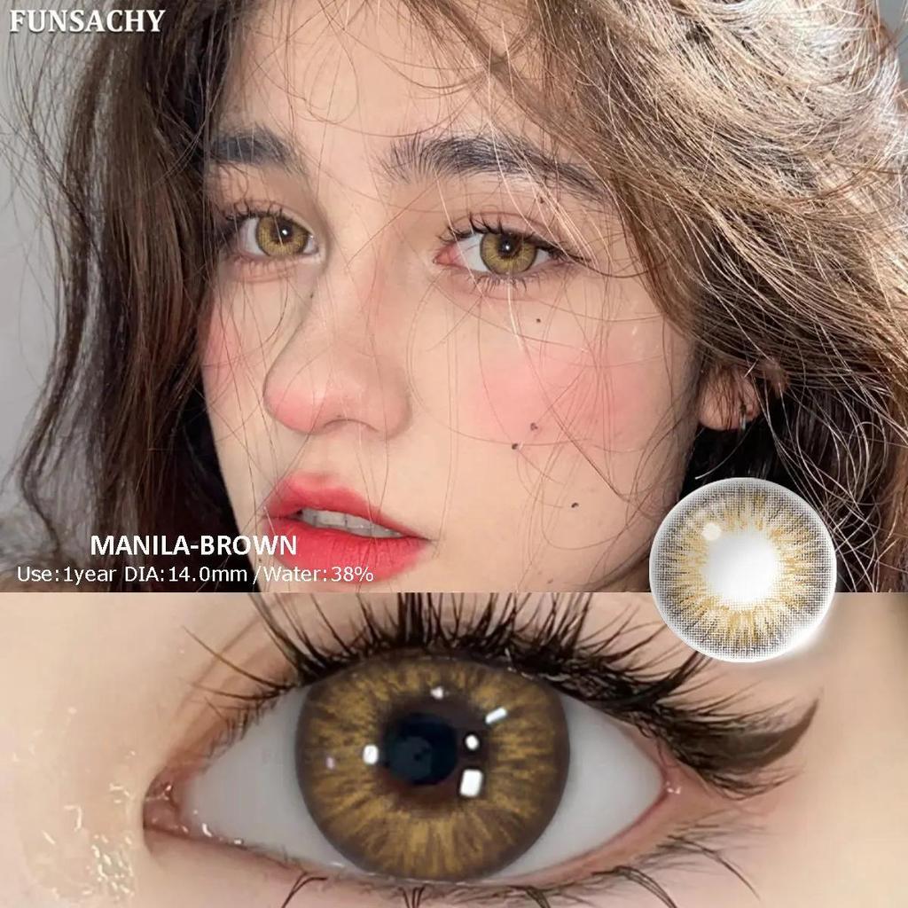 FUNSACHY - 2 lentes de contacto de color azul para miopía de 0 a 8 grados, maquillaje cosmético anual, pupilas de 14,5 mm, lentes grises