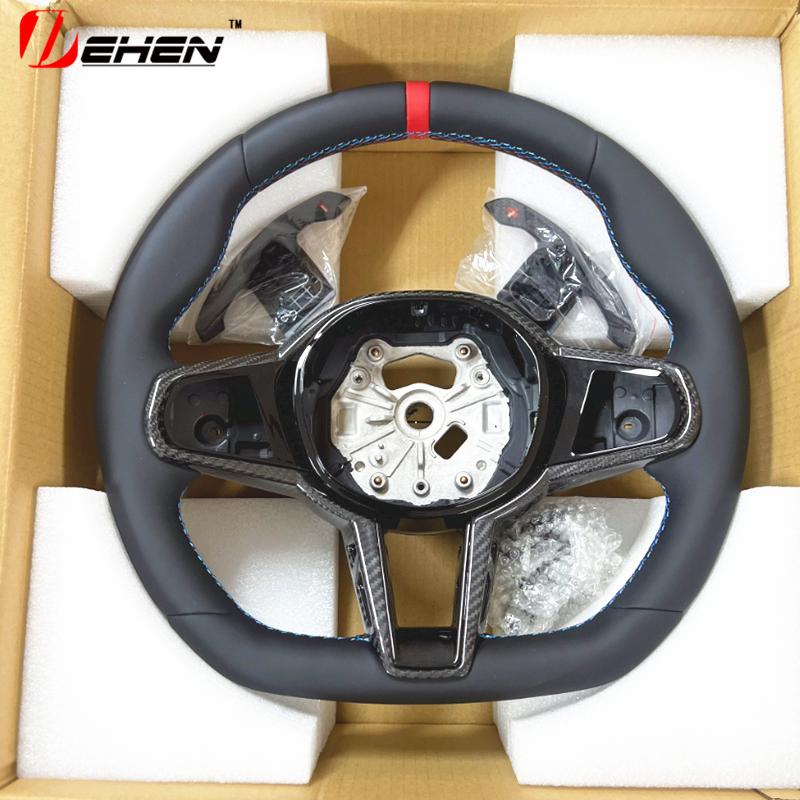AZHKP1 Upgraded Leather Car Steering Wheel For BMW 3 4 5 Series G01 G02 G05 G20  G80 G82 G22  G26 G30 G32 G87 F90 F95 Car Accessories