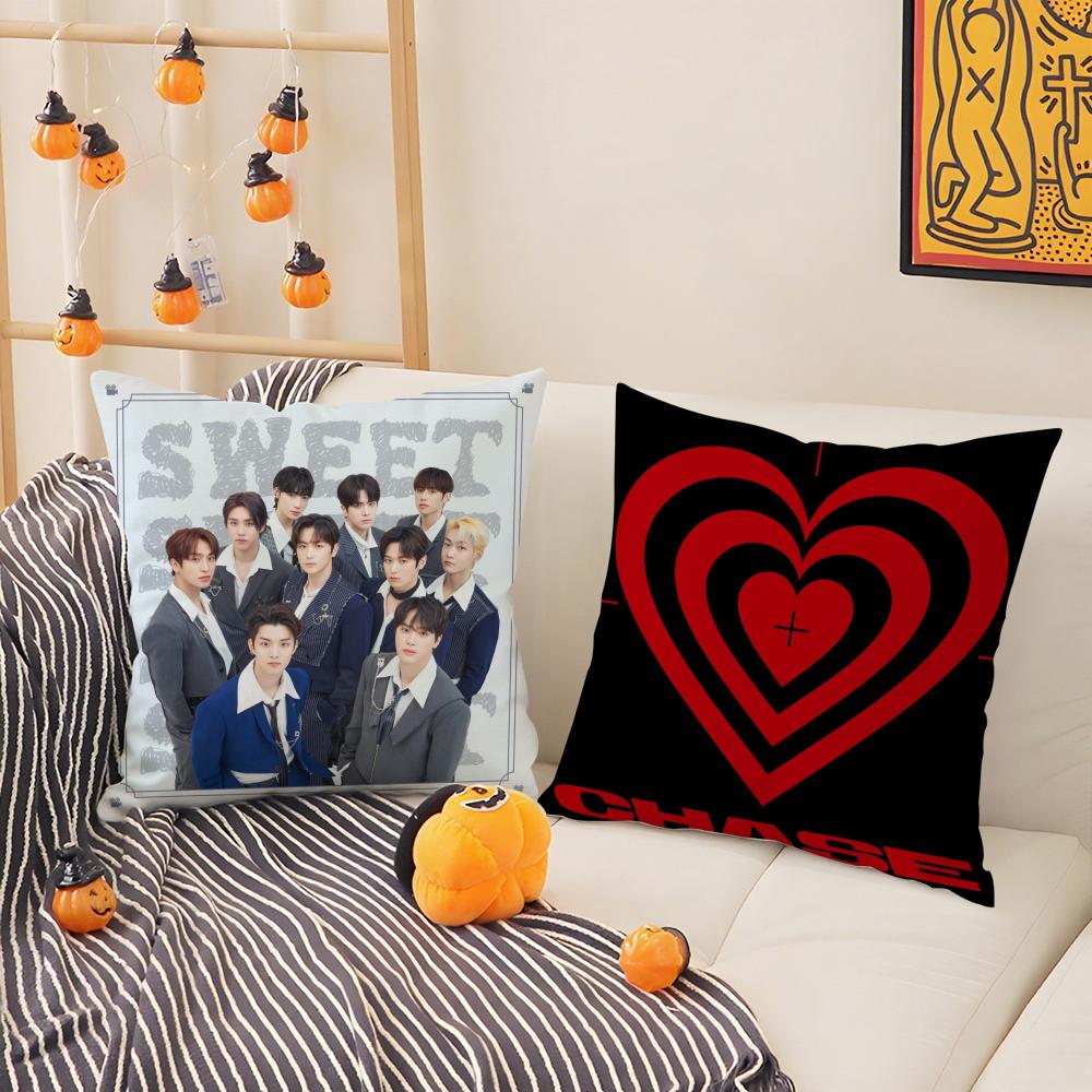 Kpop T-the B-boyz Pillow Case Silky Short Plush with Invisible Zipper Dustproof Sofa Cushion Cover for Home Decor
