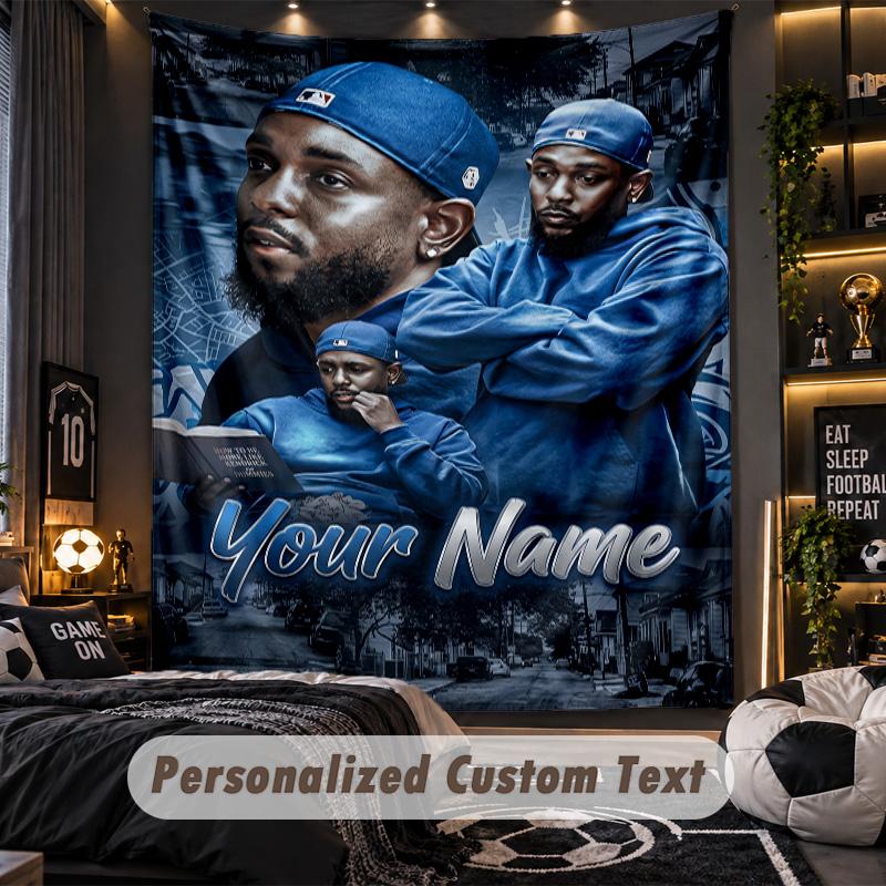 Personalized Wall Tapestry,Kendrick Lamar Custom Printed Name, Fabric Wall Art For Indoor Room Backdrop