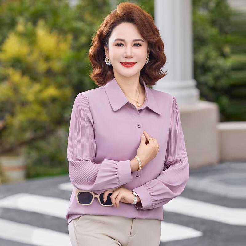 Hodo Mid-Aged Women's Long Sleeve Button-Down Shirt