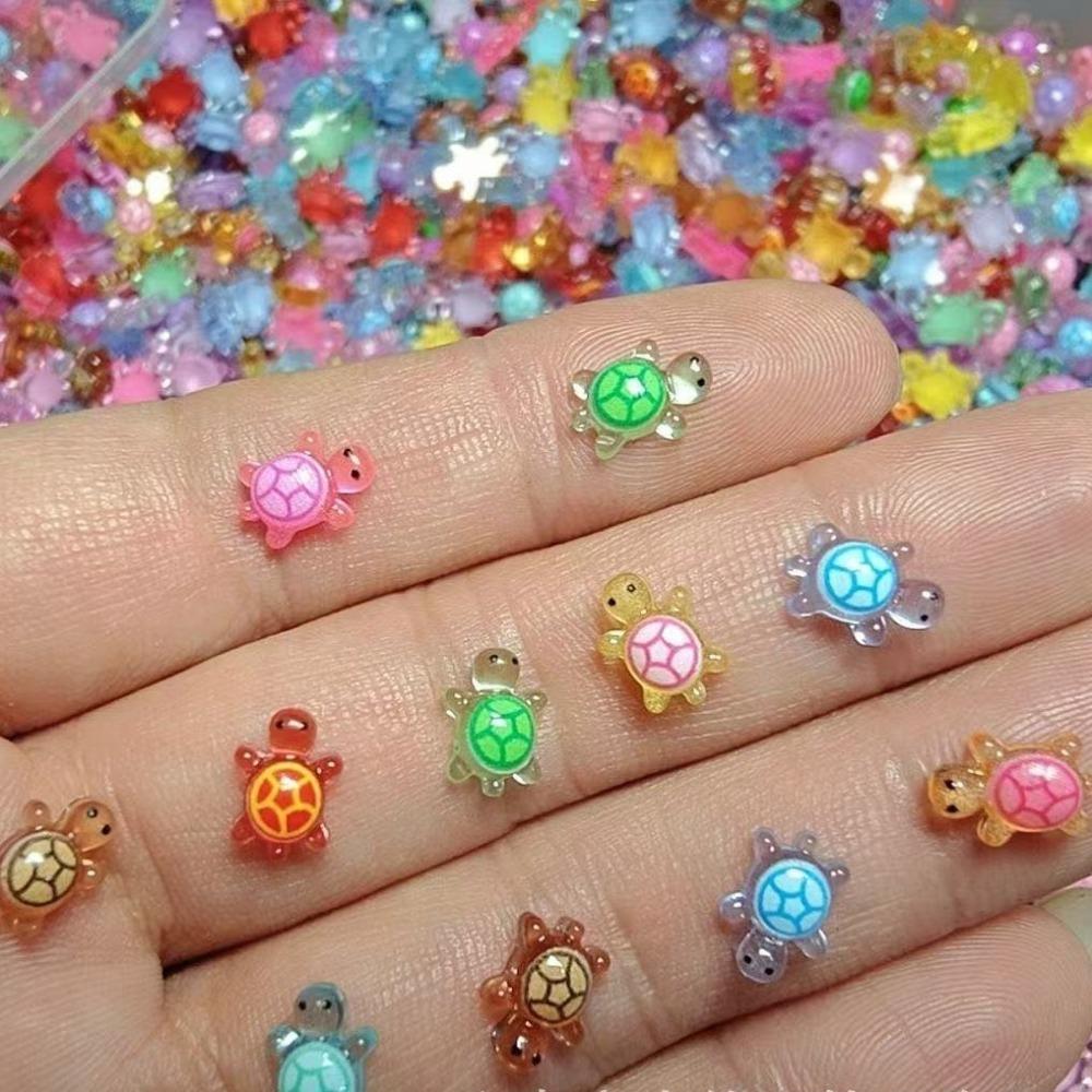 100Pcs DIY Mini Resin Animals Glow-in-the-dark Mini Turtle Nail Charms Fairy Garden Decoration