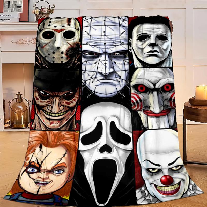 1PC Horror Movie Icons Flannel Blanket Gift, Suitable for Both Men And Women, Soft Ideal for Beds And Sofa, Birthday Or Christmas Gift