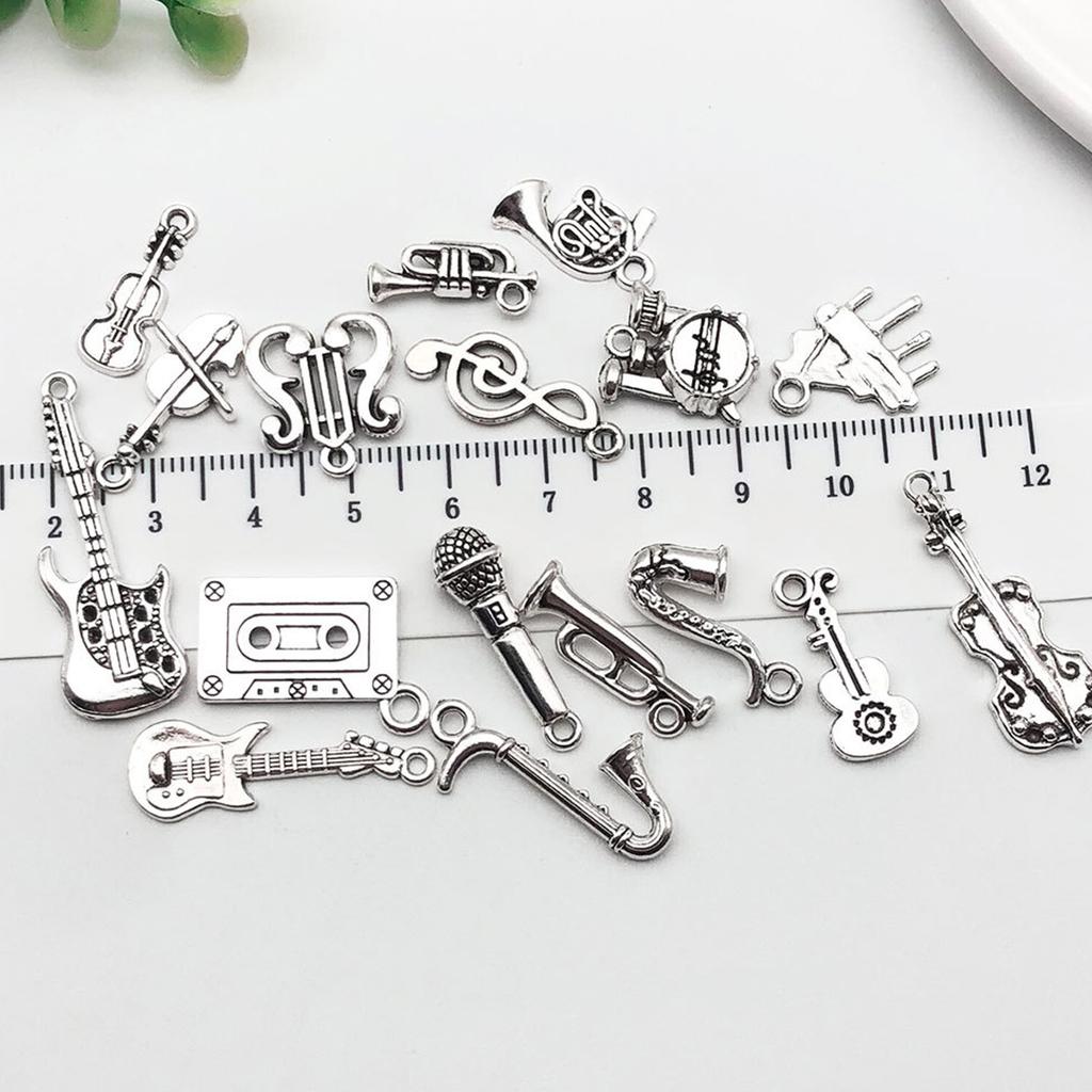 51 Pcs/Set Musical Instrument Pendant Retro Violin Pendant Music Charm Handmade Jewellery Accessories for Music Lovers