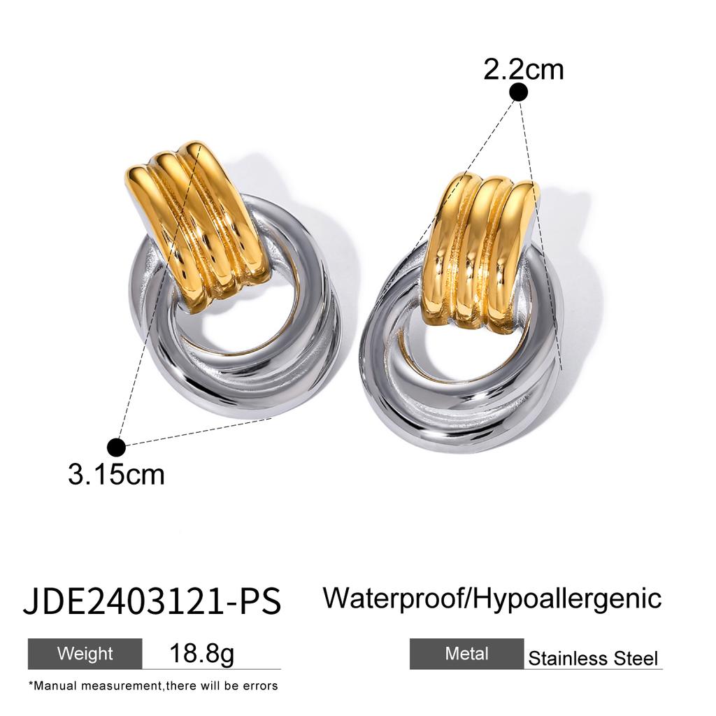 Youthway Threaded Gold  Patchwork Minimalist Stainless Steel  Earring Women Color Charm Trendy Fashion Temperament Jewelry