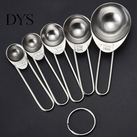 Kitchen 5Pcs/Set Measuring Spoon Anti-rust Solid Stainless & Home Steel Spoons for