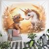 "Unicorn and Puppy In Floral Meadow" Pattern Wall Hanging Tapestry Decorative Tapestry Home Decor for Bedroom and Living Room