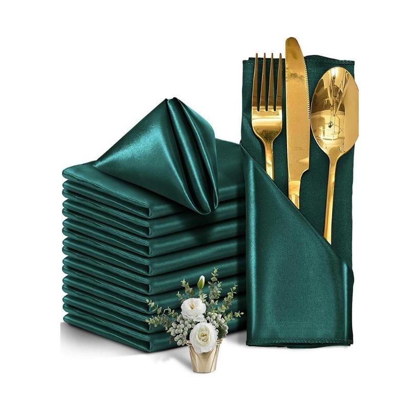 12PCS Satin Weddings Napkins Cloth 30X30cm Dinner Polyester Table Decor For Party Birthday Wedding Decoration