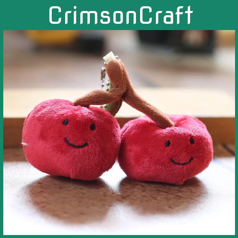 Cute Jellycat Cherry Stuffed Animal Keychain Soft Short Plush Backpack Accessory