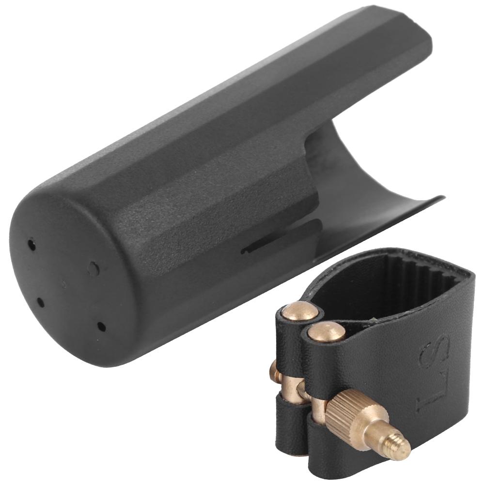 Ligatura pro altový saxofon, kryt, upevňovací prvky, PU kůže, plast, klip na náustek, příslušenství