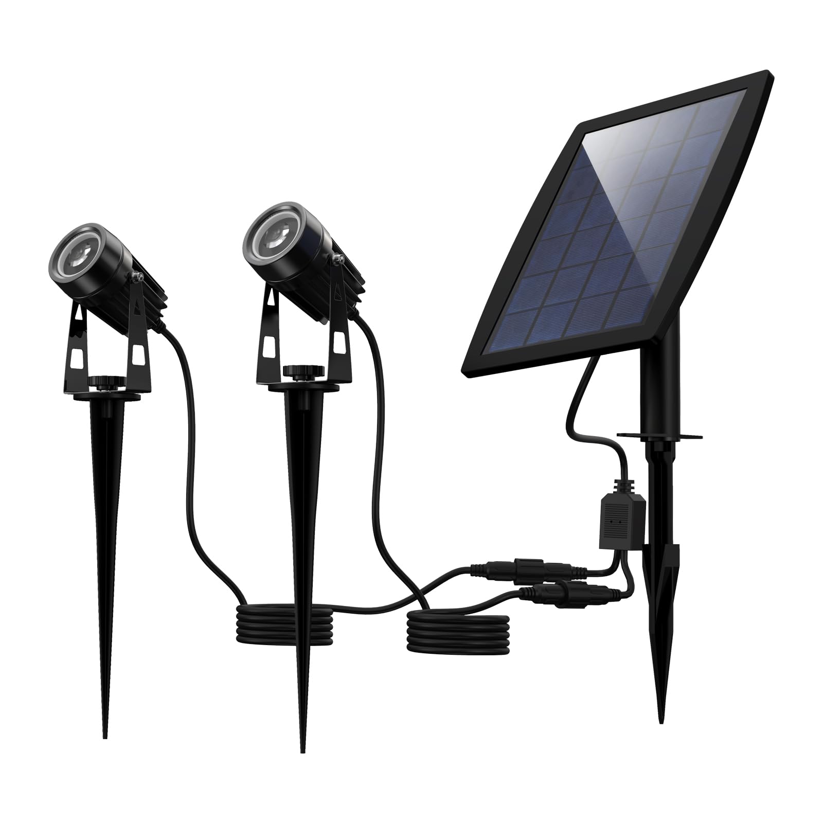 

DINGLILED Solar Separated Spotlight, 2 Heads, Neutral White, IP65 Waterproof Garden Light (Stake/Wall Mount)