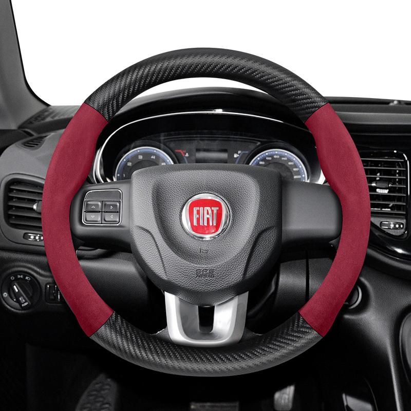 

Підходить для Fiat Замша Матова Текстура Вуглецевого Волокна Обкладинка на Кермо Підходить для 500 Grande Punto Evo 169 Ducato Bravo Tipo Linea Albea Panda