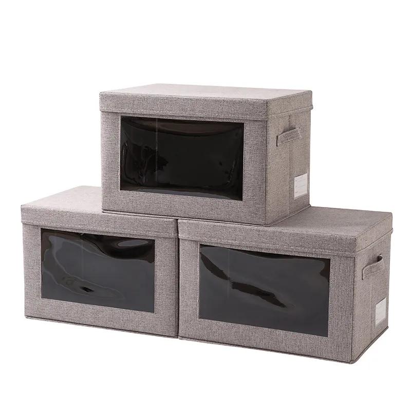 

Вместительный ящик для хранения с передним окном, прозрачный ящик для хранения хлопка и льна, одежда, хлопковое простое одеяло, офисные корзины для сбора и хранения документов #1