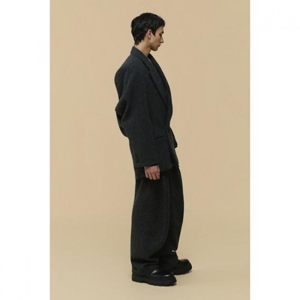 Customellow Gray Loose Fit Wool Falling Back Drape Jacket Cwjaw25991gyx