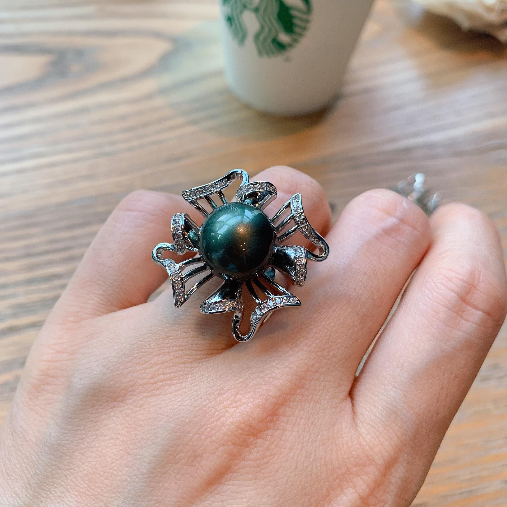 

Модное женское кольцо с австралийским жемчугом Fritillary Pearl, регулируемое кольцо на руку opening adjustable