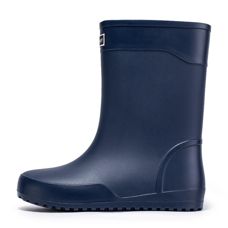 High-end medium tube flat-soled rain shoes men's closure plus fixed cotton lint winter velvet rain boots size waterproof glue shoes