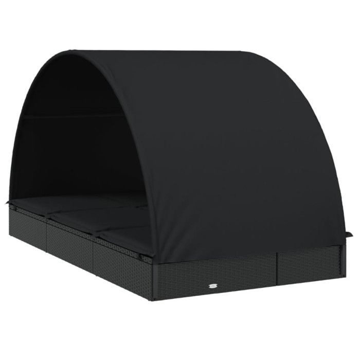 VidaXL 2-seater Sunbed with Round Black Roof 211x112x140 Cm, Lounge Chair, Outdoor Lounge Chair, Daybed, Bed of 319656
