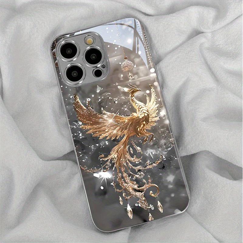 Golden Phoenix Crystal Glitter phone case for iphone 17 pro max cover Built-in glass for iPhone 17 16 15 14 13 12pm Pro Pl