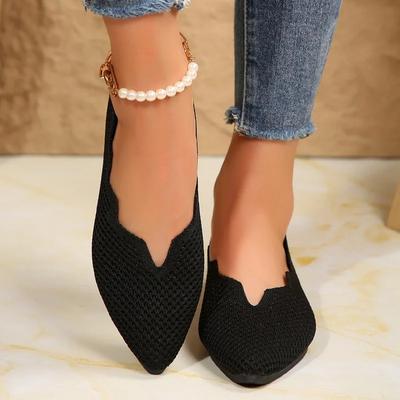 Ladies Shoes 2024 Plus Size Knitted Women's Flats Elegant Daily Flats Women Pointed Toe Slip On Soft Bottom Outdoor Shoes Women