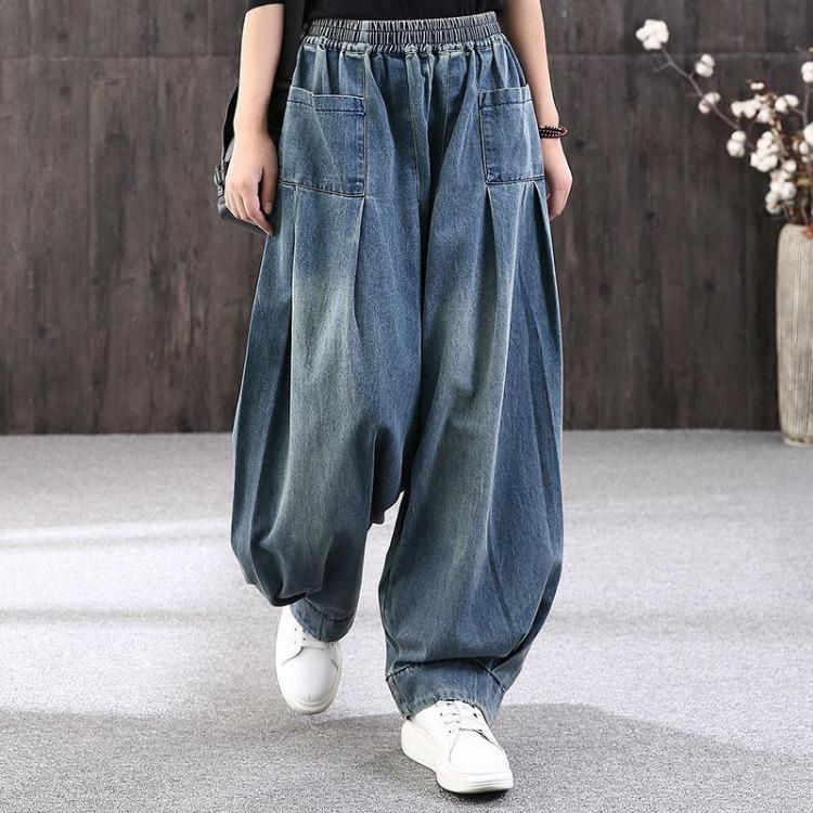 Vintage Baggy Oversized Jeans voor Dames Casual Harembroeken Wijde Pijpen Mom Jeans Denim Broeken Bloomers