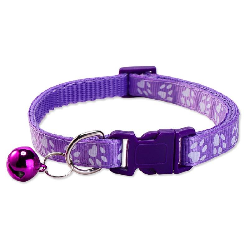 Pet Collar Dog Paw Print Bell Cat Collar Footprint Dog Collar Adjustable Collar
