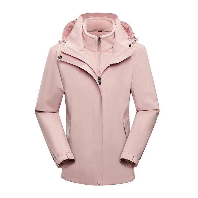 Snow Mountain Black & White Couples Two-Piece Solid Color Ski & Mountaineering Jacket Set. L