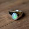 Opal Drop Signet Ring, 925 Solid Sterling Silver, Pear Opal Ring, Promise Ring, Pure Copper Ring