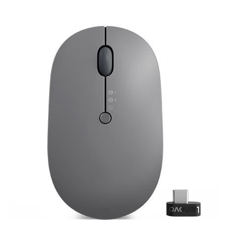 Souris sans fil - Lenovo - Go - Multi-appareils - Gris - Changement facile entre dispositifs