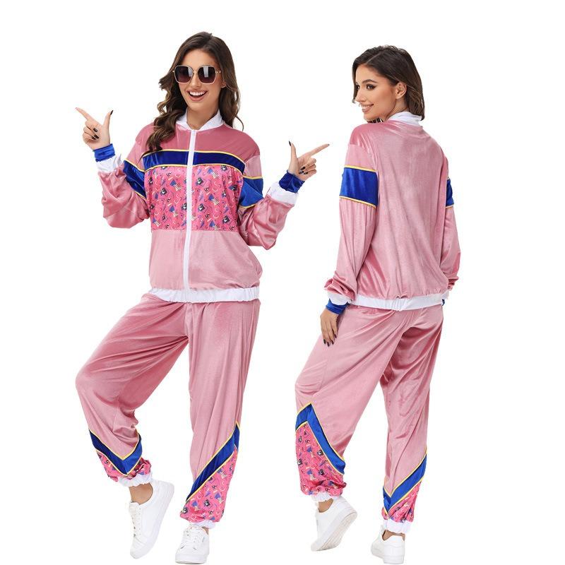 New Disco Vintage Hippie Pla Print Top Hip Hop Stage Costume