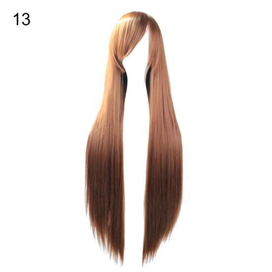 Moda Ragazze Donne Lunghe Cosplay Frangia Obliqua Dritto Parrucche Complete Estensioni Capelli