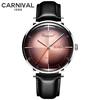 Carnival Marke 3D Gewölbtes Zifferblatt Luxus Automatikuhr für Mann Leder Wochentag Datum MIYOTA Mechanische Uhr Sport-Armbanduhr Männlich