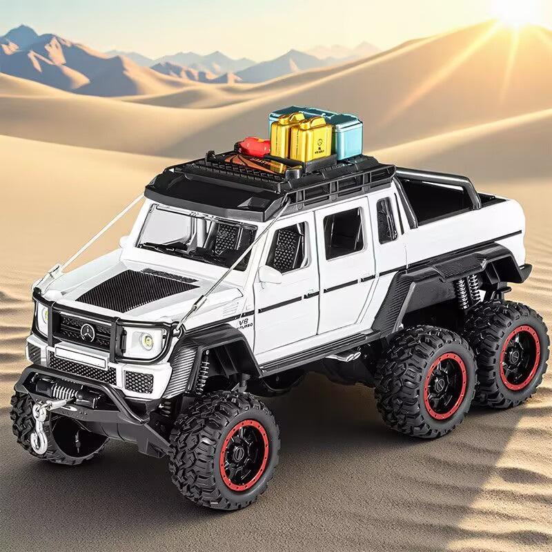 Travel Version 1/24 Benz G63 6*6 Tyre Alloy Pickup Car Model Diecasts Metal Off-Road Vehicles Car Model Sound Light Kids Toy Gift