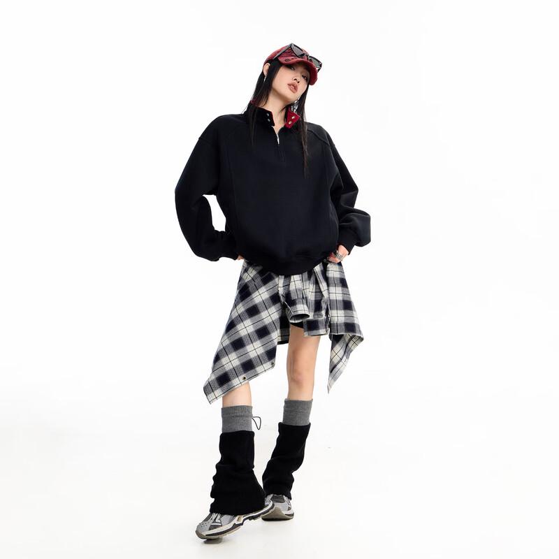 ICH MODE Women s Loose Fit Half-Zip Polo Sweatshirt XL